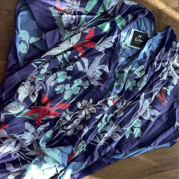 Echo Womens Wildflower Ruana. Blue Multi Os - Picture 2 of 2